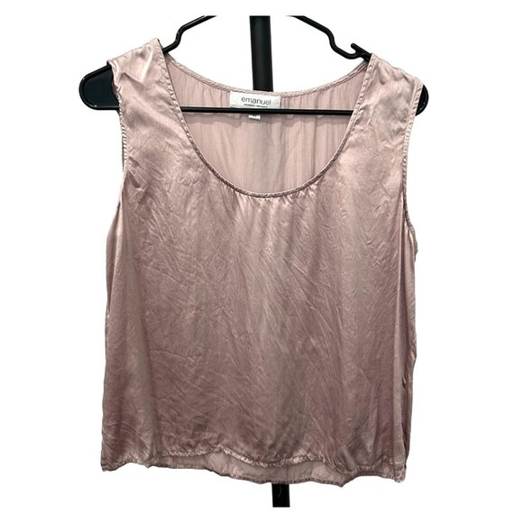Vintage Emanuel Ungaro Mauve Silk Button Up Shirt Sleeveless Blouse Set Sz 8 - Picture 4 of 11
